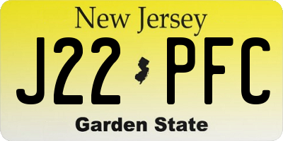 NJ license plate J22PFC