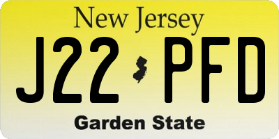 NJ license plate J22PFD