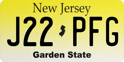NJ license plate J22PFG