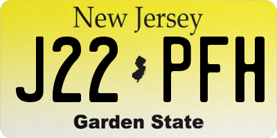 NJ license plate J22PFH