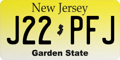 NJ license plate J22PFJ