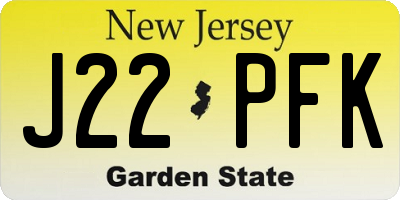 NJ license plate J22PFK