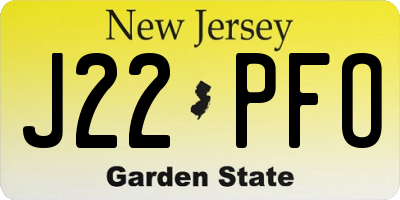 NJ license plate J22PFO