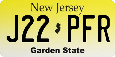 NJ license plate J22PFR