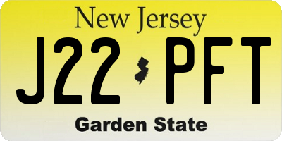 NJ license plate J22PFT