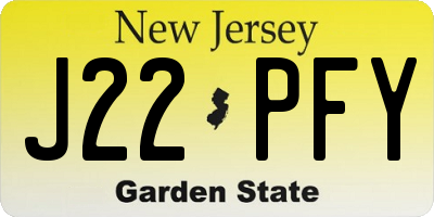 NJ license plate J22PFY