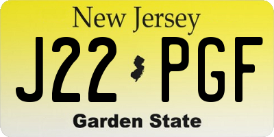 NJ license plate J22PGF