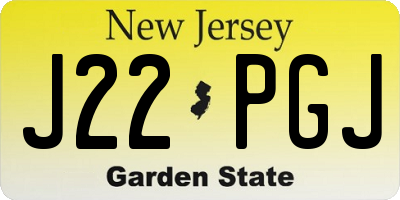 NJ license plate J22PGJ