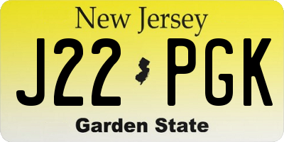 NJ license plate J22PGK