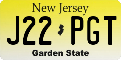 NJ license plate J22PGT