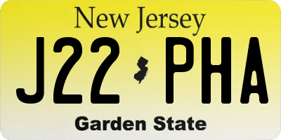 NJ license plate J22PHA