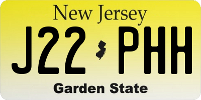 NJ license plate J22PHH