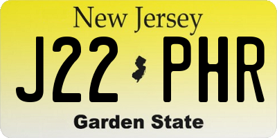 NJ license plate J22PHR