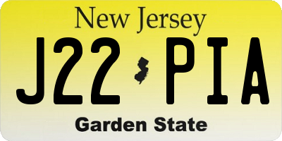 NJ license plate J22PIA
