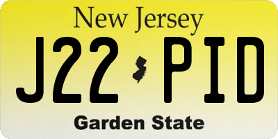 NJ license plate J22PID