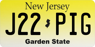 NJ license plate J22PIG