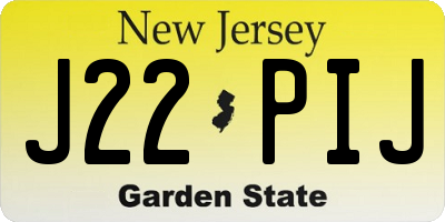 NJ license plate J22PIJ