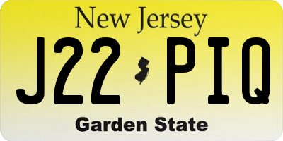 NJ license plate J22PIQ