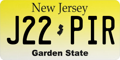 NJ license plate J22PIR