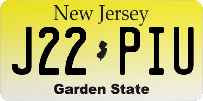 NJ license plate J22PIU