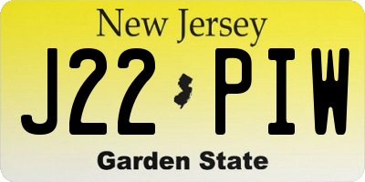 NJ license plate J22PIW