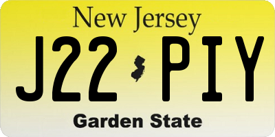 NJ license plate J22PIY