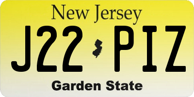 NJ license plate J22PIZ