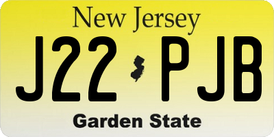 NJ license plate J22PJB