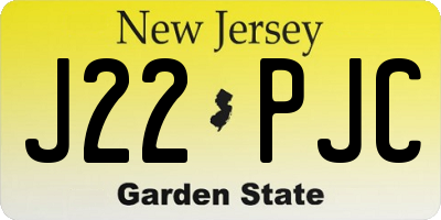 NJ license plate J22PJC