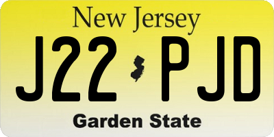 NJ license plate J22PJD