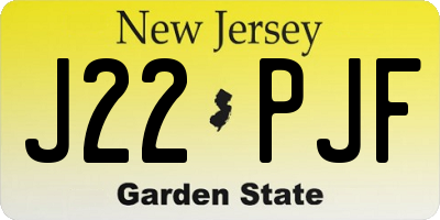 NJ license plate J22PJF