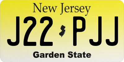 NJ license plate J22PJJ