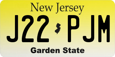 NJ license plate J22PJM