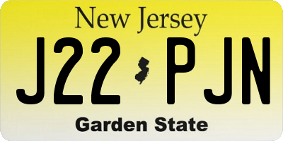 NJ license plate J22PJN