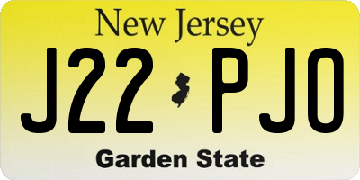 NJ license plate J22PJO
