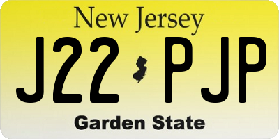 NJ license plate J22PJP