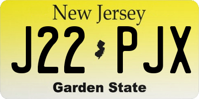 NJ license plate J22PJX