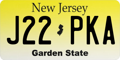 NJ license plate J22PKA