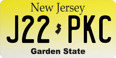 NJ license plate J22PKC