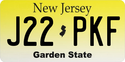 NJ license plate J22PKF