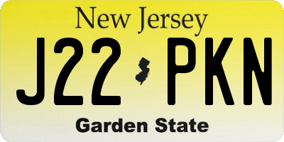 NJ license plate J22PKN