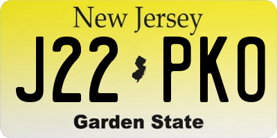 NJ license plate J22PKO