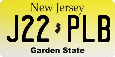 NJ license plate J22PLB