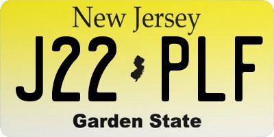 NJ license plate J22PLF
