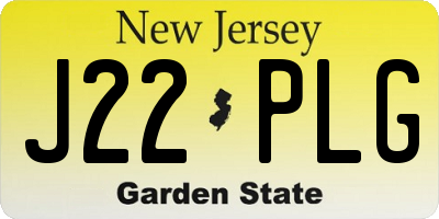 NJ license plate J22PLG