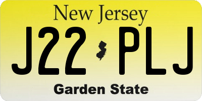 NJ license plate J22PLJ