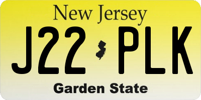 NJ license plate J22PLK