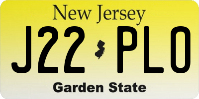 NJ license plate J22PLO