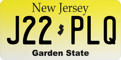 NJ license plate J22PLQ