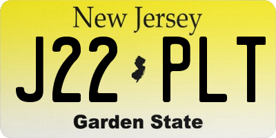 NJ license plate J22PLT